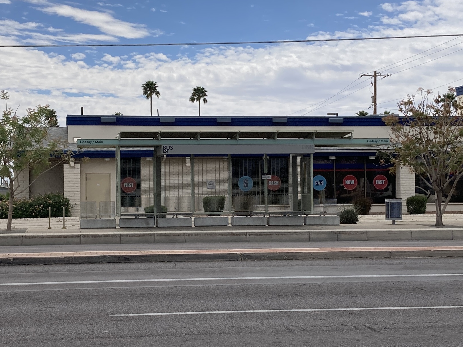 A former LINK bus shelter at Main Street and Lindsay Road in Mesa.