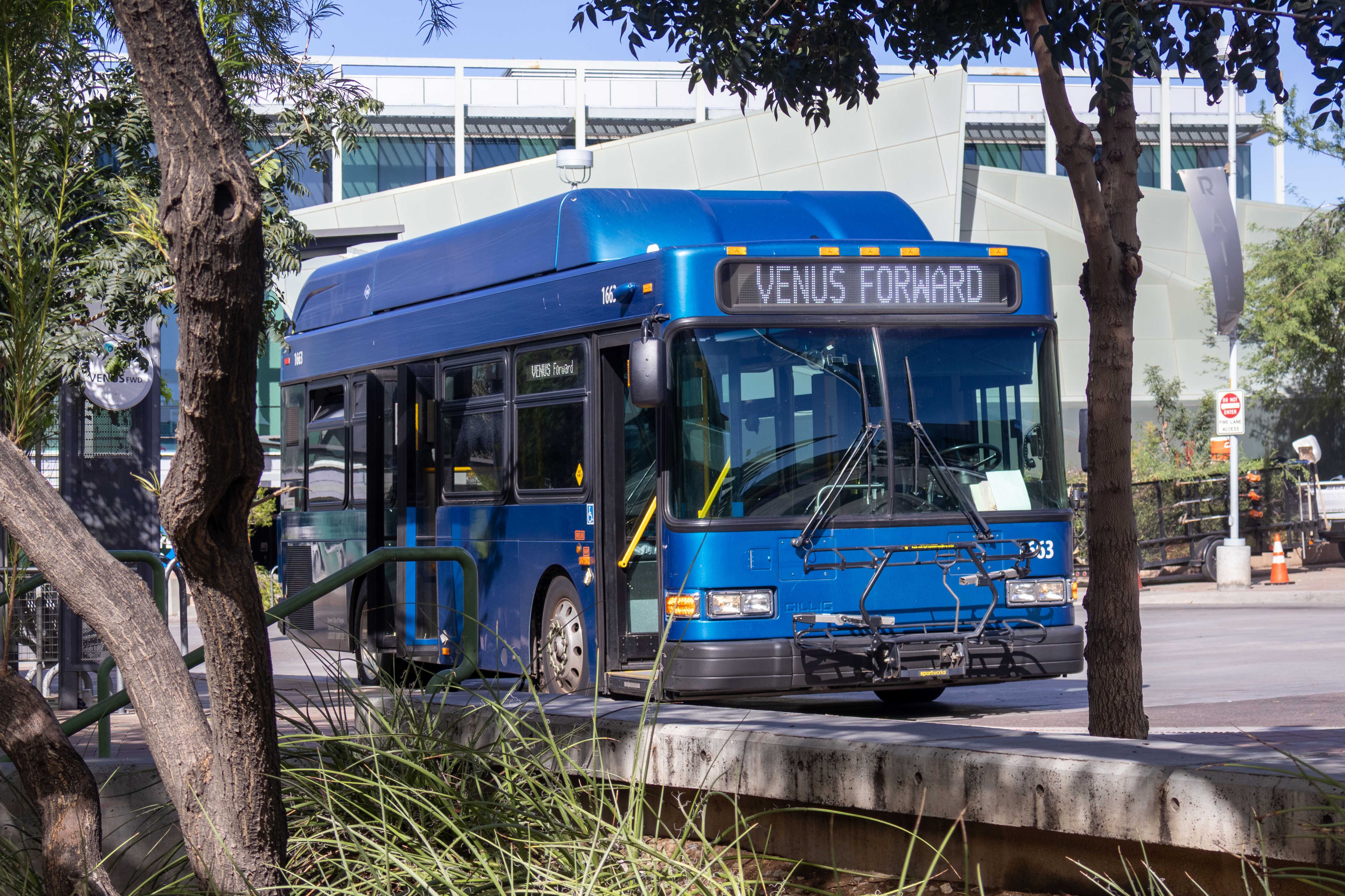 A blue Orbit bus, number 1663, at Tempe Transportation Center on Venus Forward