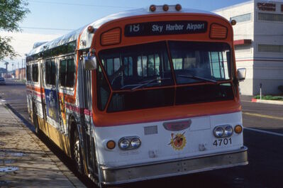 Bus 4701
2/1/1986 - Bus 4701 on route 18 (Picture from user [url=https://www.ebay.com/usr/90mac]90mac[/url] on eBay)
Keywords: Phoenix Route 18;Bus;Flxible;Retired vehicles