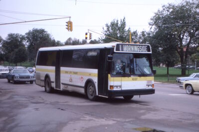 Bus 1037
10/25/1986 - Bus 1037 on route 1 (Picture from user [url=https://www.ebay.com/usr/90mac]90mac[/url] on eBay)
Keywords: Sioux City Transit Route 1;Bus;Flxible;Retired vehicles