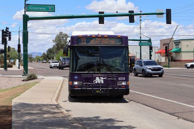 Bus 5319
6/2/2025 - Bus 5319 on [url=https://transit.aznate.tech/phoenix/bus/39/]route 39[/url]
Keywords: Valley Metro Route 39;Bus;Gillig